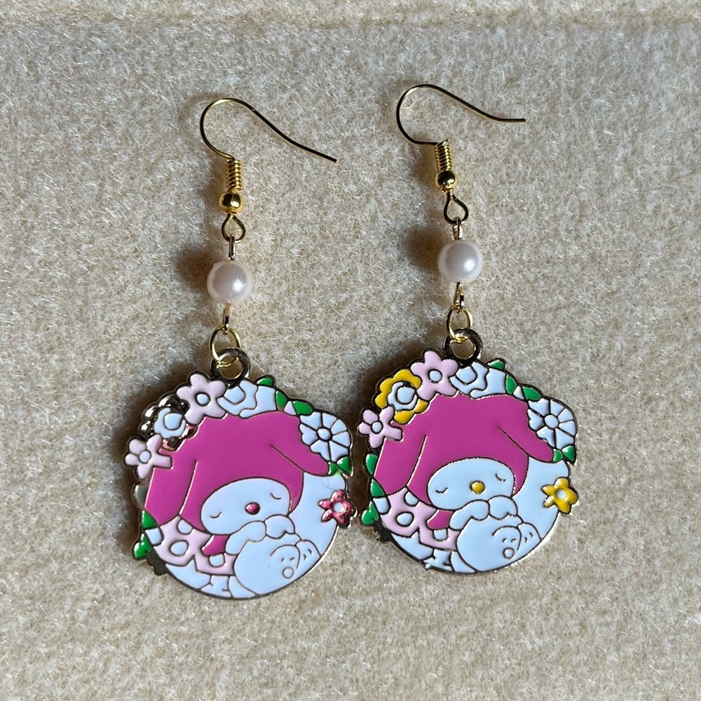 *3 for $20* Sleeping My Melody Beaded Dangle Earrings